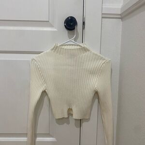 Edikted Cream Ribbed Crop Top